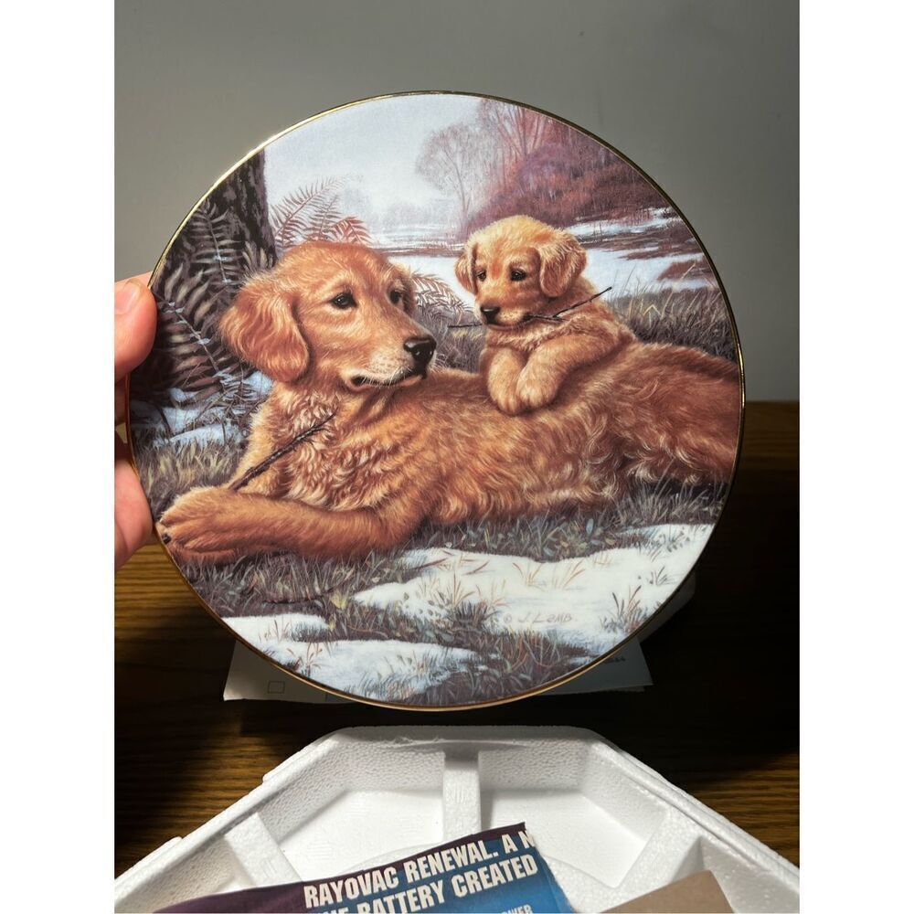Vintage Holden Retriever mom and pup | Hamilton Collection | 1990 | NWOT in orig